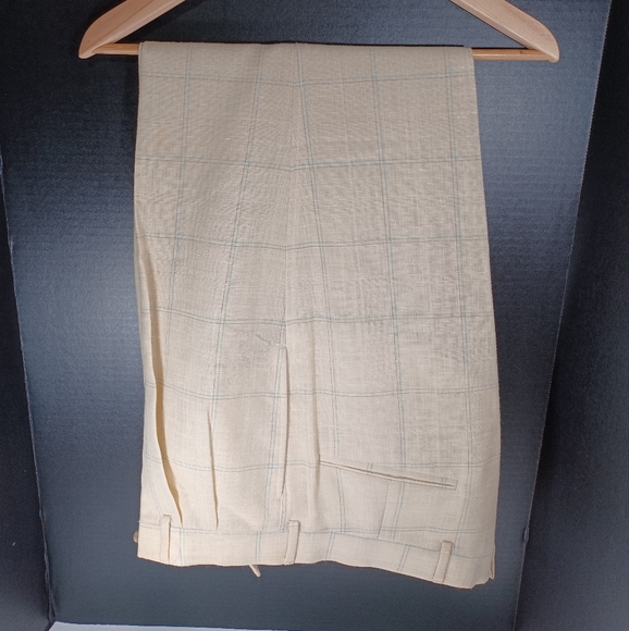 Vintage 80s Linen Dress Pants, Cream, Men's, Size 34, Made in USA - Picture 9 of 10